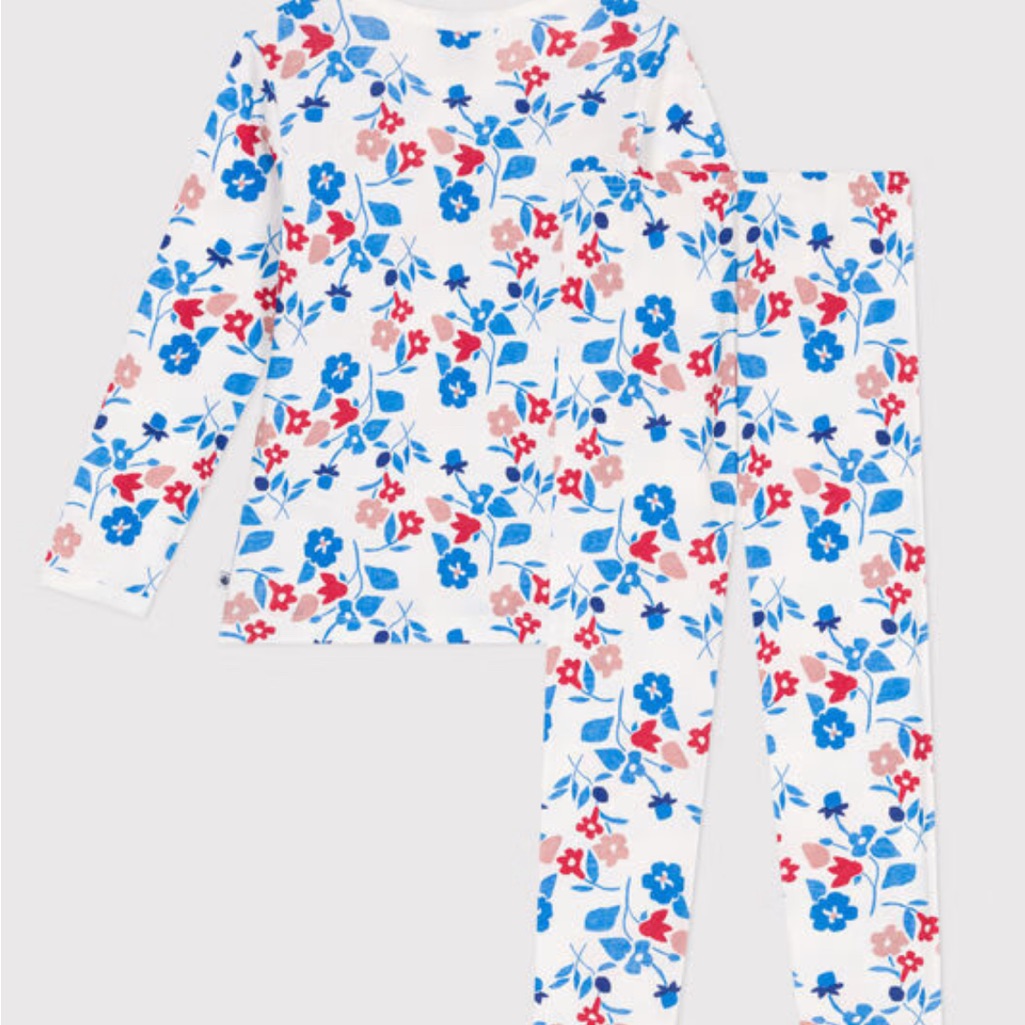 Petit Bateau White Pajama Top With Red And Blue Accents Pre Owed